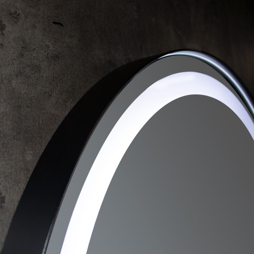 Xpertials Olek Led Redondo, круглое зеркало Led 80 см: датчик подсветки с диммером и датчик антизапотевания, профиль черный матовый