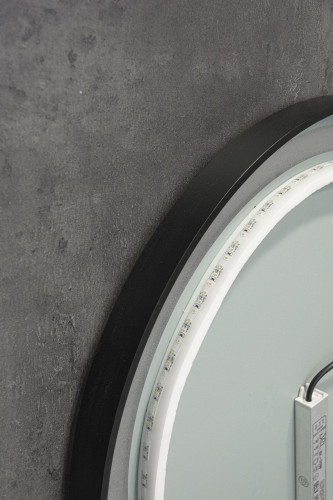 Xpertials Olek Led Redondo, круглое зеркало Led 80 см: датчик подсветки с диммером и датчик антизапотевания, профиль черный матовый