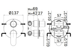 Внешняя часть встраиваемого смесителя для душа MAMOLI ELLISSE 2987PE00P101