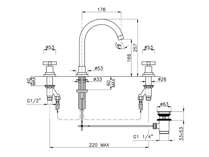 Смеситель для раковины NICOLAZZI M.CROCE 2208CR27