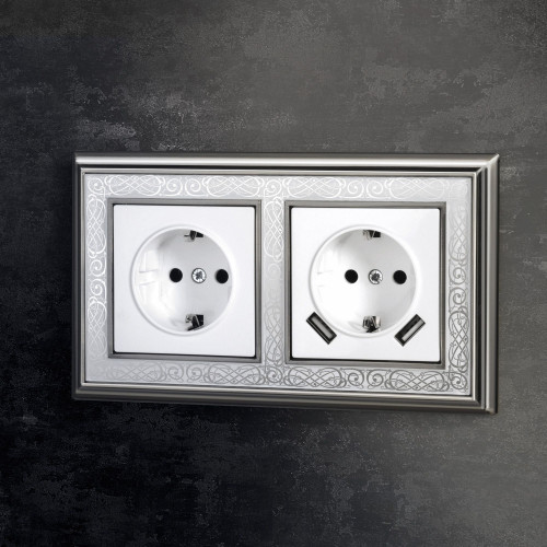 Розетка с заземлением, безвинтовой зажим (белая) W1171301