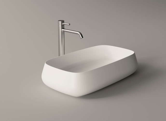 Alice Nur, накладная прямоугольная раковина с закругленными краями 60x35x14h см, цвет белый глянцевый