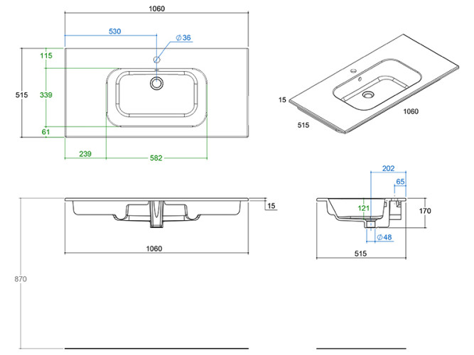 Раковина на тумбу BERLONI BAGNO SUITE  LAVQADINCXR57 110