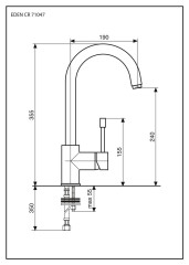Emmevi Eden, однорычажный кухонный смеситель с поворотным изливом, без донного клапана, цвет хром