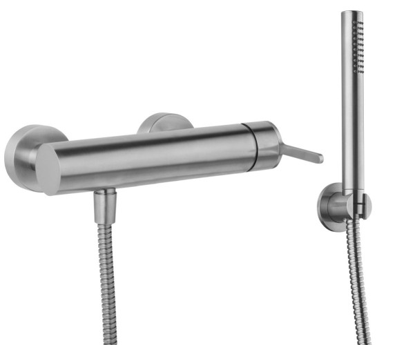 Emmevi Filoinox, однорычажный смеситель для душа с набором для душа, из нержавеющей стали