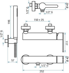 Emmevi Filoinox, однорычажный смеситель для душа с набором для душа, из нержавеющей стали