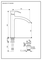 Emmevi Niagara, высокий однорычажный смеситель для раковины с донным клапаном click-clack, цвет хром