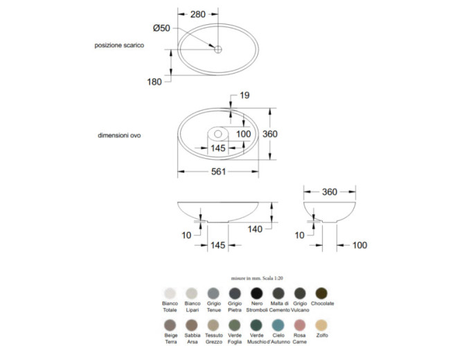 Раковина накладная RELAX DESIGN OVO LX01 opac