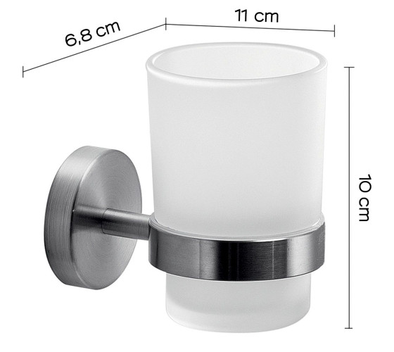 Gedy Project, настенный стеклянный стакан, цвет зачищенный хром