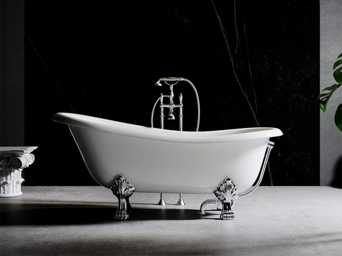 Ванна отдельностоящая на ножках, хром RELAX DESIGN CASSIOPEA cromo