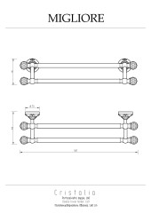 Полотенцедержатель двойной L60 cm, хром/Swarovski Migliore Cristalia
