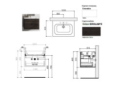 Тумба с раковиной BERLONI BAGNO PLANA PNBSK34T/1420/1 hole