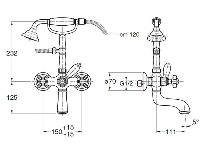 Смеситель для ванны CRISTINA LONDRA LD10051