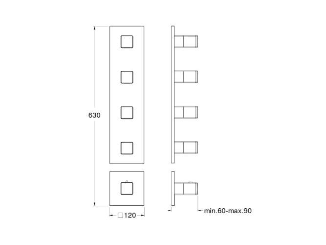 Наружный комплект для термостатического смесителя CRISTINA Thermostatic external parts XQ78477