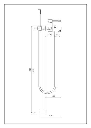 Emmevi Eden, однорычажный напольный смеситель для ванны на 2-х ногах, c набором для душа, цвет хром