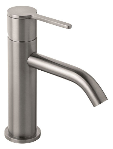Emmevi Filoinox, однорычажный смеситель для раковины (излив 12 см), с донным клапаном click-clack, из нержавеющей стали