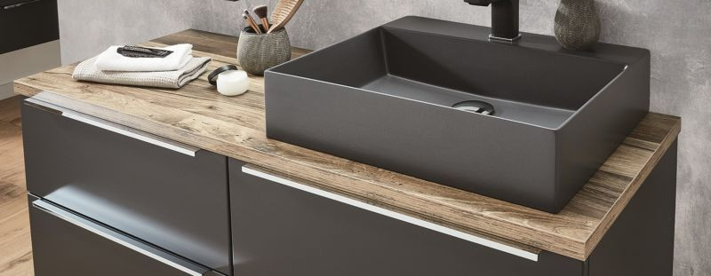 Puris Aspekt, столешница с вырезом под раковину справа 1500 мм, цвет дуб хантон