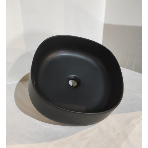 White Ceramic Jumper, накладная квадратная раковина 42x42x15h см, цвет черный матовый