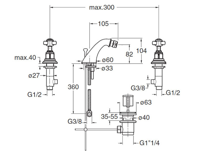 Смеситель для биде CRISTINA LONDRA LD33192