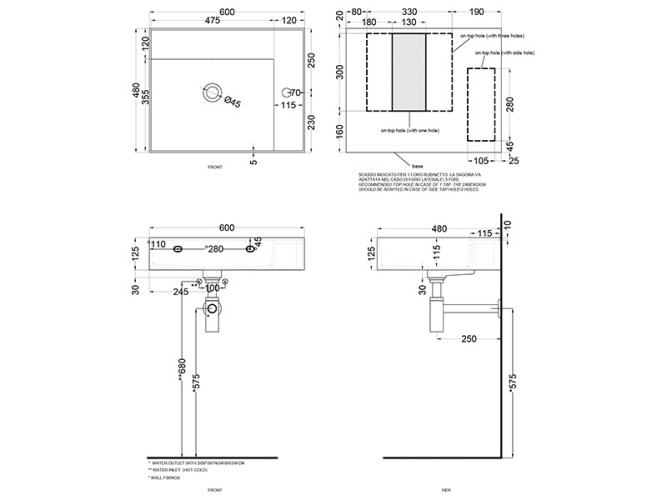 Раковина подвесная CIELO ENJOY EJLA60SF PM