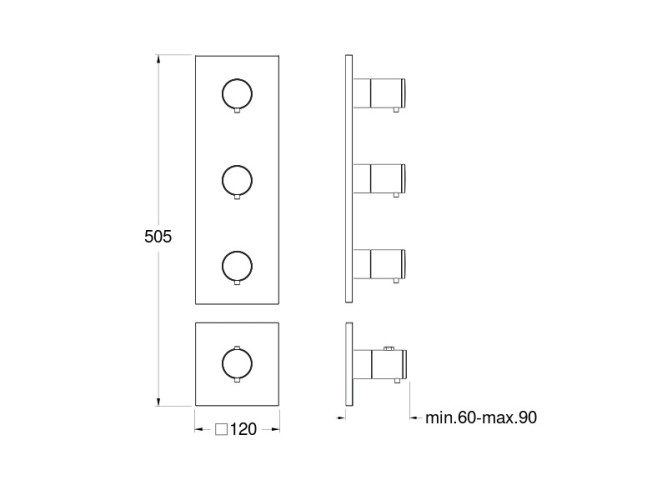 Наружный комплект для термостатического смесителя CRISTINA Thermostatic external parts XT78372