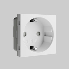 W1171160/ Модульная розетка с заземлением и шторками 45*45  (белый) W1171160