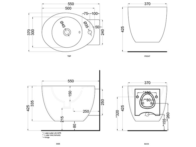 Биде подвесное CIELO LE GIARE LGBSREV TL
