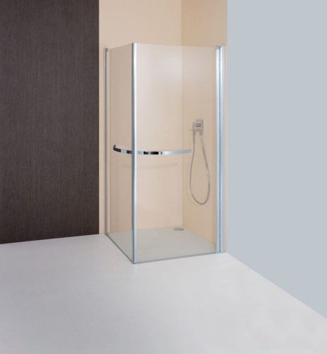 Geoplatin4000, 2створчатая распашная дверь 900 мм, профиль мат. хром, стекло прозрачное 5 мм