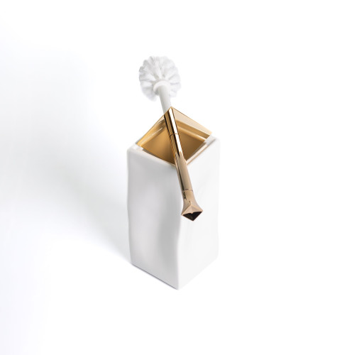 Stil Haus Prisma, напольный керамический ёрш, цвет золото - белая керамика