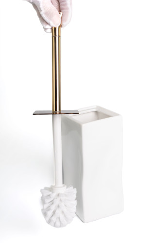 Stil Haus Prisma, напольный керамический ёрш, цвет золото - белая керамика