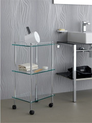 Stil Haus, 3-х ярусная стеклянная этажерка на колесах, цвет золото