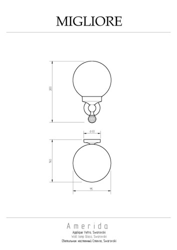 Светильник, стекло матовое/бронза/Swarovski Migliore Amerida