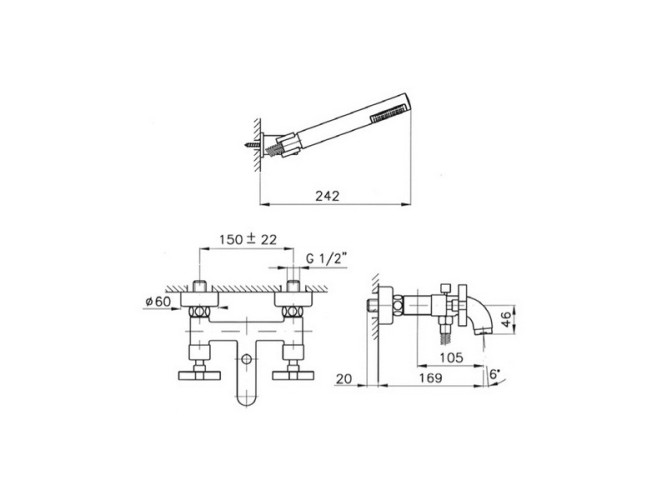 Смеситель для ванны с душевым комплектом NICOLAZZI MAC KINLEY 2202CR29