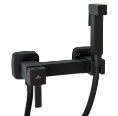 12201-C Set Смеситель для гиг. душа КВАДРАТ (ЧЕРНЫЙ)  GANZER  (10/1шт)