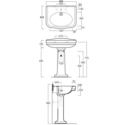 Раковина подвесная/с пьедесталом SIMAS LONDRA LO 924 bia