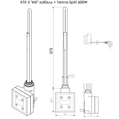 Блок Terma КТХ 3 &quot;MU&quot; черный кабель + Terma-Split 600W