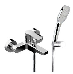 Daniel Reflex, однорычажный смеситель для ванны (излив 16,8 см), c набором для душа, цвет зачищенный никель