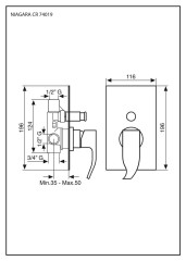 Emmevi Niagara, однорычажный встраиваемый смеситель для душа с дивертером на 2 выхода, цвет хром