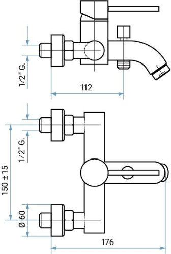 Emmevi Piper, однорычажный смеситель для ванны без набора для душа, цвет бронза