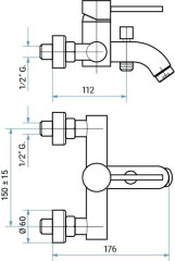 Emmevi Piper, однорычажный смеситель для ванны без набора для душа, цвет бронза