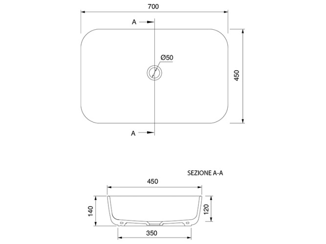 Раковина накладная Scarabeo MIZU 9007