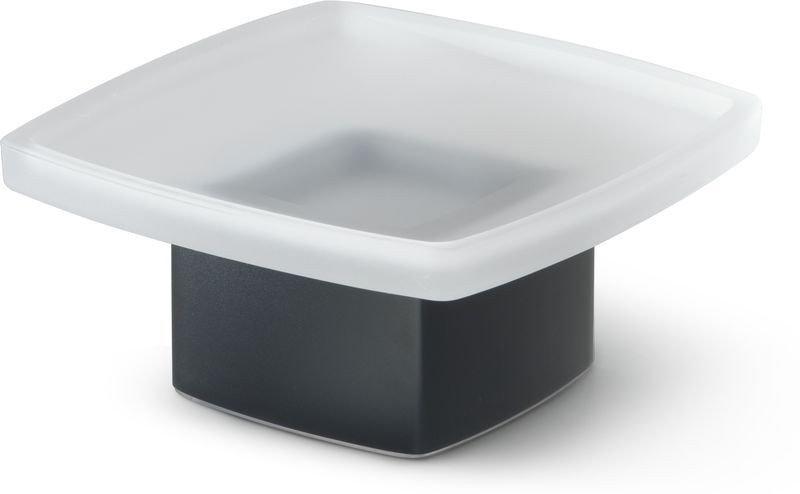 Gedy Lounge, настольная стеклянная мыльница на металлическом основании, цвет черный матовый