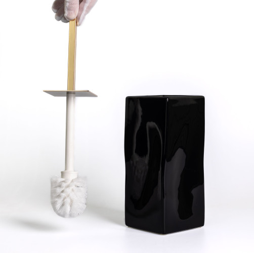 Stil Haus Prisma, напольный керамический ёрш, цвет золото - черная керамика