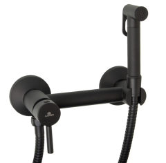 12202-C Set Смеситель для гиг. душа КРУГ (ЧЕРНЫЙ)  GANZER  (10/1шт)