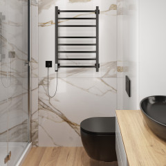 Полотенцесушитель Электрич.кабельный Ника STEP-2 80/50 RAL9005 черный матовый левый тэн