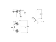 Смеситель для ванны CRISTINA TRICOLORE VERDE TV18052