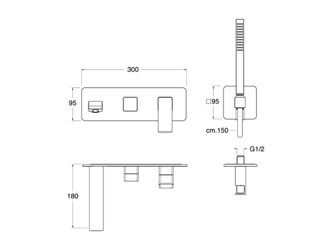 Наружные части смесителя для ванны CRISTINA QUADRI S QS10280