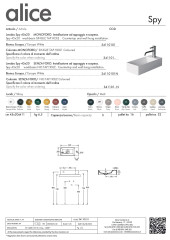 Alice Spy, подвесная прямоугольная раковина 45x20x11h см c крепежом fix01, цвет белый глянцевый