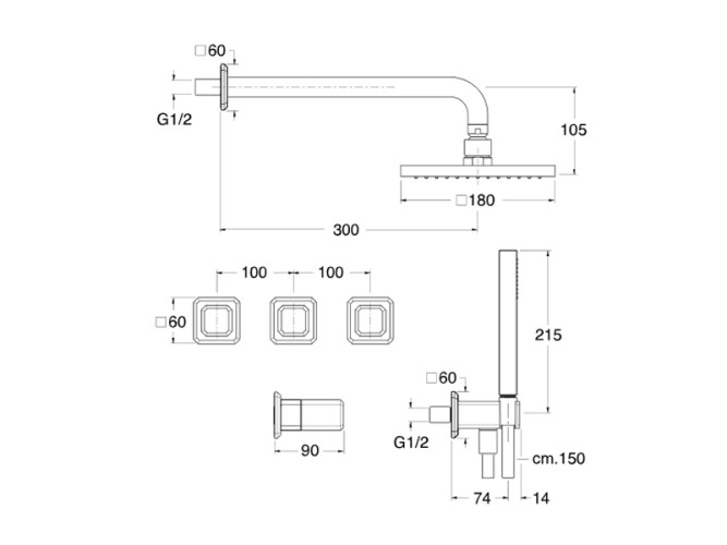 Смеситель для душа CRISTINA ITALY IT61934