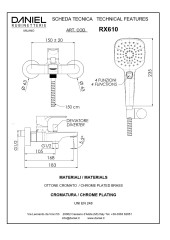 Daniel Reflex, однорычажный смеситель для ванны (излив 16,8 см), c набором для душа, цвет хром